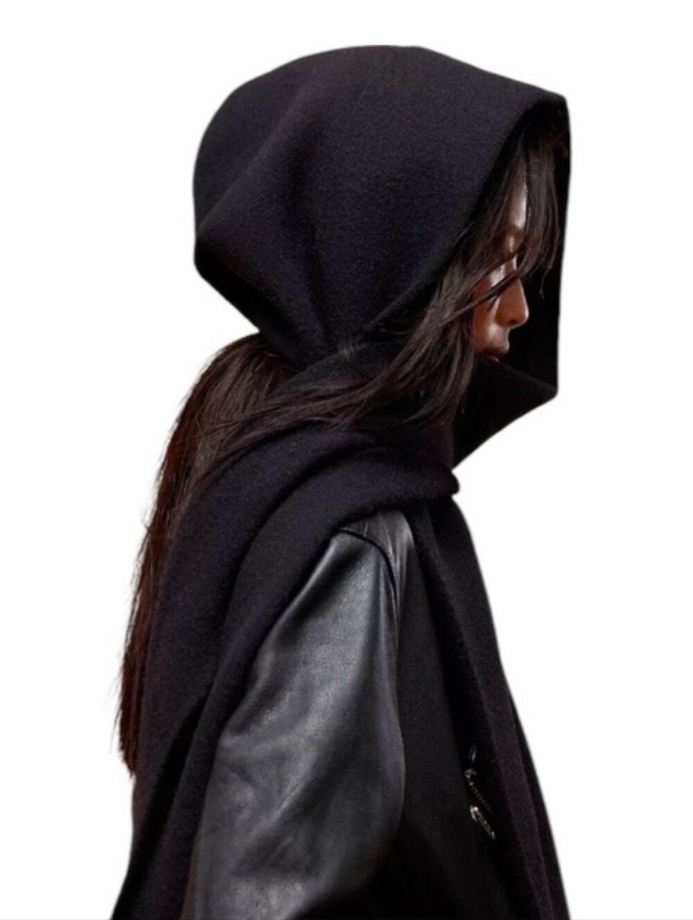 Free People Vintage Black Hooded Scarf OS